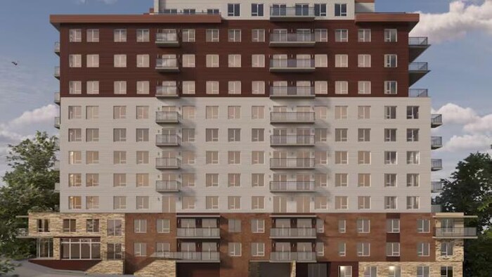 Une perspective numérique d'un l'immeuble résidentiel à Dartmouth.