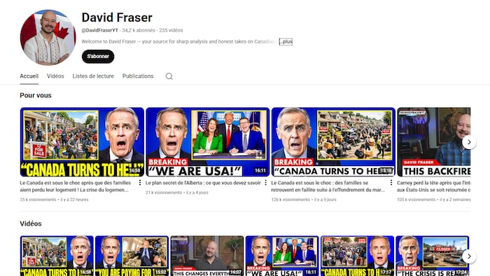 Capture d'écran de la chaîne YouTube de David Fraser.