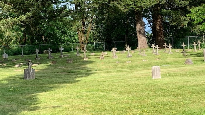 This is the St. Mary's residential school cemetery. The National Student Memorial Register names 21 children who died at the school, but none of Bronwyn's relatives are listed on it.