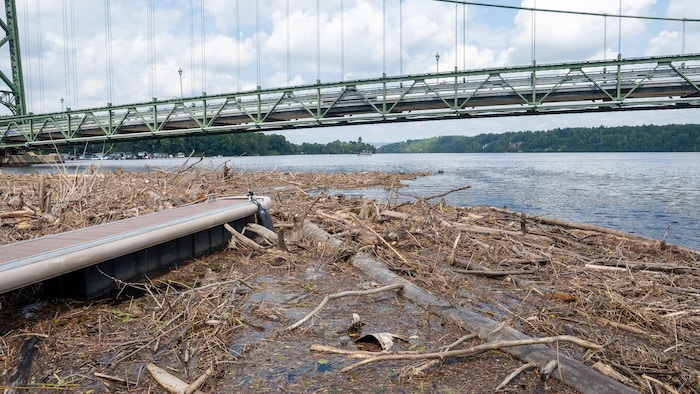 Des débris près d'un quai