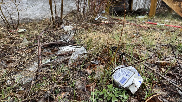 Des déchets dans la nature.