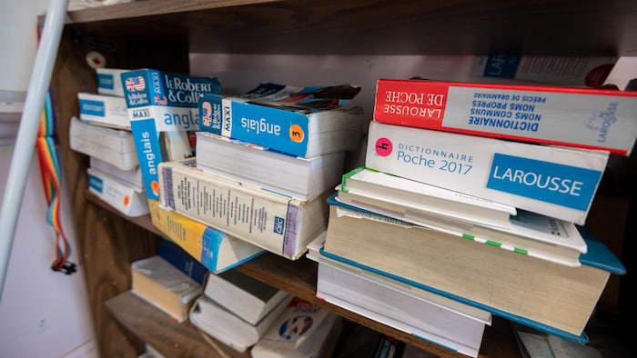 Des dictionnaires dans une salle de classe