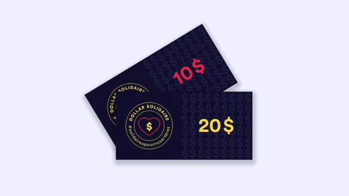 Deux billets solidaires de 10 et 20 dollars.