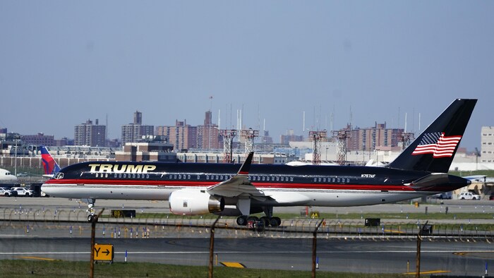 An airplane on the tarmac at LaGuardia Airport in Queens Borough, New York.