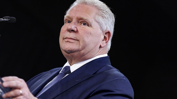 Doug Ford en point de presse à Queen's Park, à Toronto, le 28 janvier 2025.