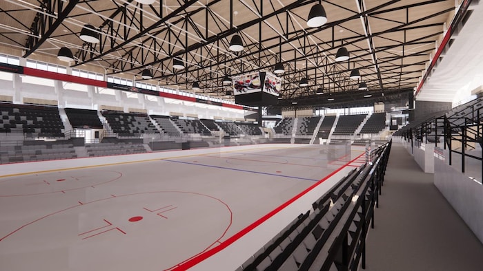 Un croquis d'une patinoire.