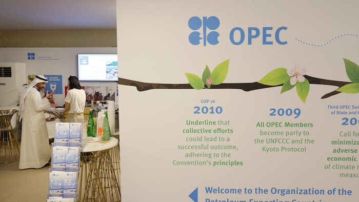 Le stand d'exposition de l'OPEP à la COP28 de Dubaï.