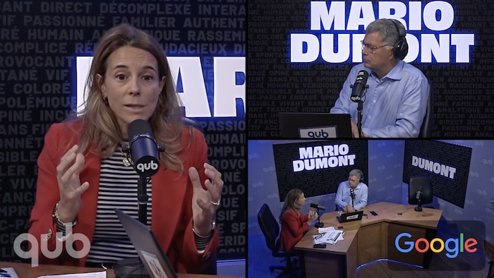 Entrevue de France-Élaine Duranceau dans les studios de Qub radio.