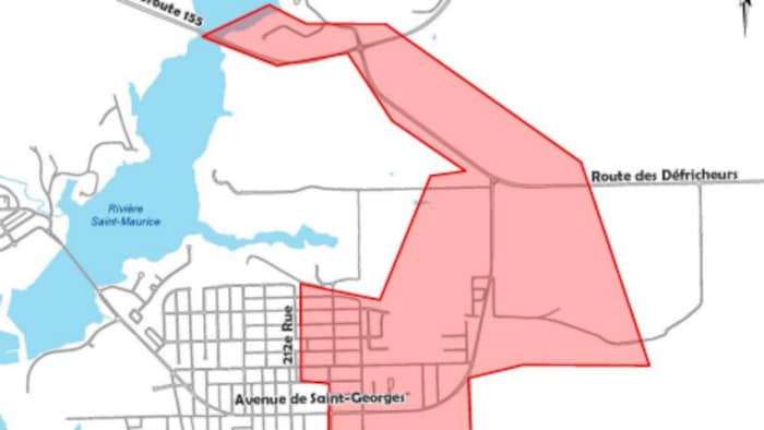 Une carte présentant un secteur de Shawinigan