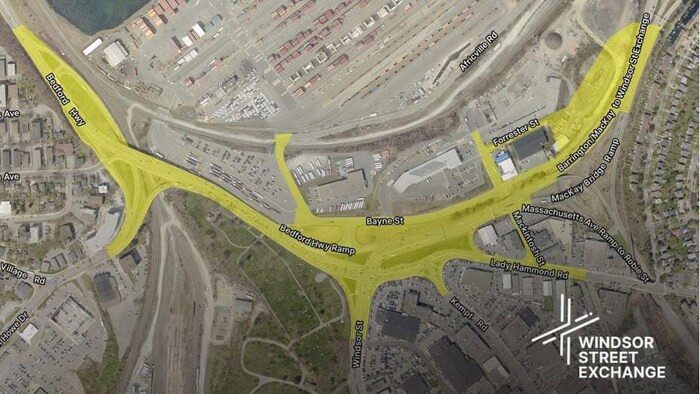 Un plan de l'échangeur Windsor. 