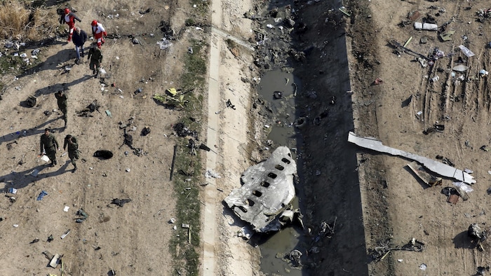 Los restos del vuelo PS752 son fotografiados desde el aire el 8 de enero de 2020.