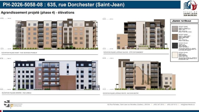 Une capture d'écran montre un immeuble de 6 étages et de 40 logements sous différents angles.