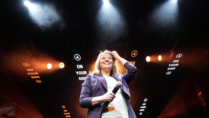 Marit Stiles lors d'un rassemblement à Toronto le mardi 18 février 2025.