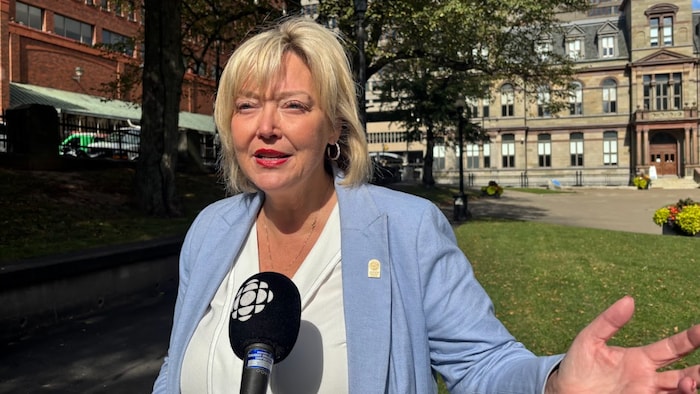 La députée devant Grande Parade