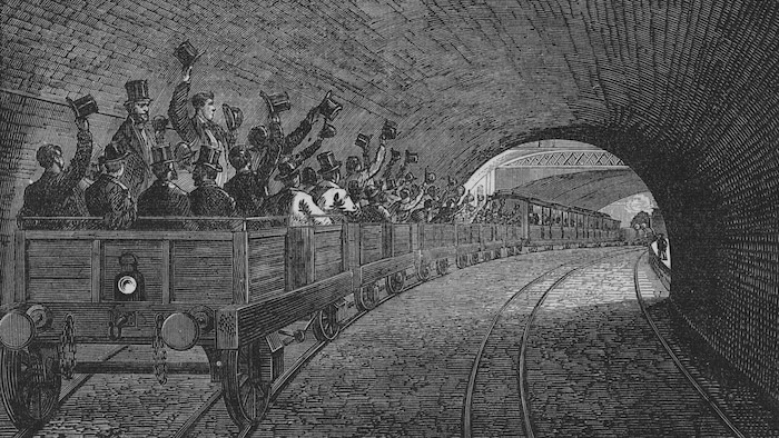 Un tunnel de train, tel qu'on pouvait les imaginer en 1863. La technologie n'était pas encore mûre pour creuser sous le Saint-Laurent.  