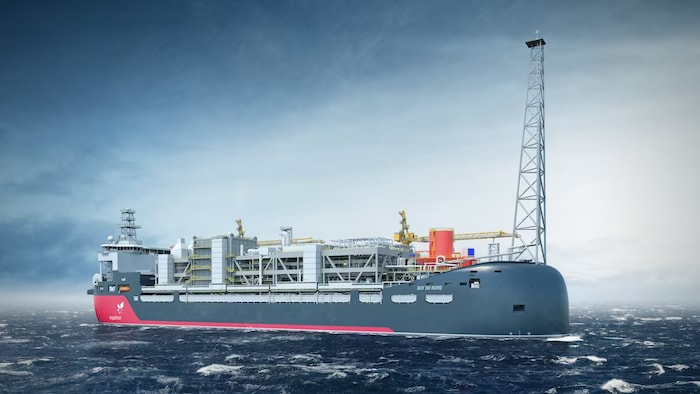 Schéma d'un pétrolier sur la mer.