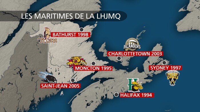 Les six équipes des Maritimes dans la L H J M Q.