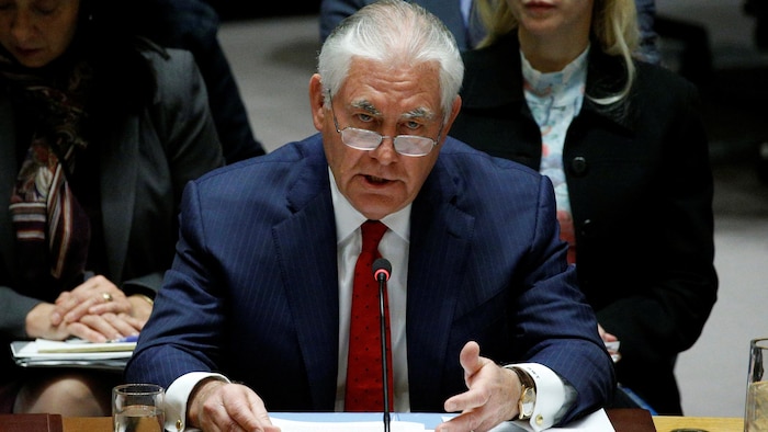 Rex Tillerson parle devant le Conseil de sécurité de l'ONU.