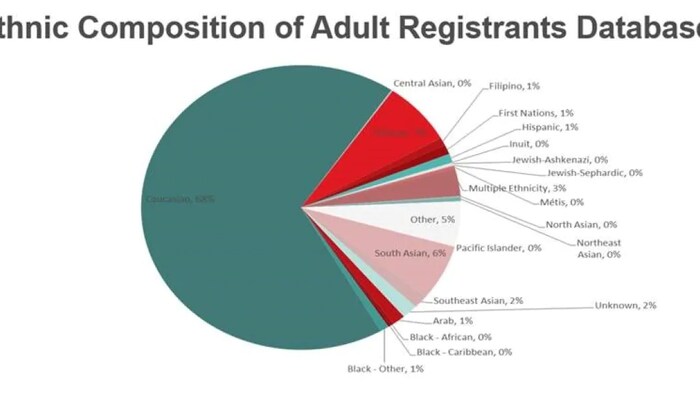 Ethnic composition of adult in Canada graph.