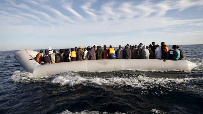 Migrants who tried to flee to Europe travel in a dinghy after they were stopped by the Libyan coast guard on September 29, 2015. The region is a major hub for human trafficking.