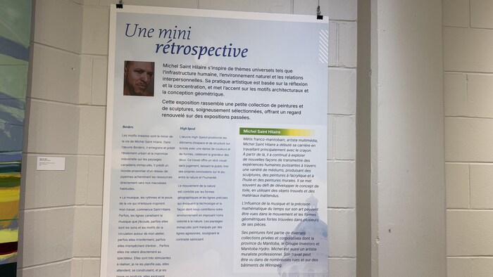 Affiche de l'exposition « Une mini rétrospective » de l'artiste franco-manitobain Michel Saint Hilaire.