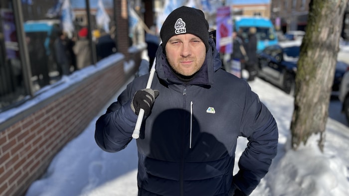 Félix-Antoine Lafleur lors d'une manifestation hivernale.