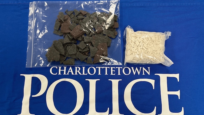 Le fentanyl est présenté sous forme de roches, tandis que les cachets de Xanax ont la forme de bâtonnets.