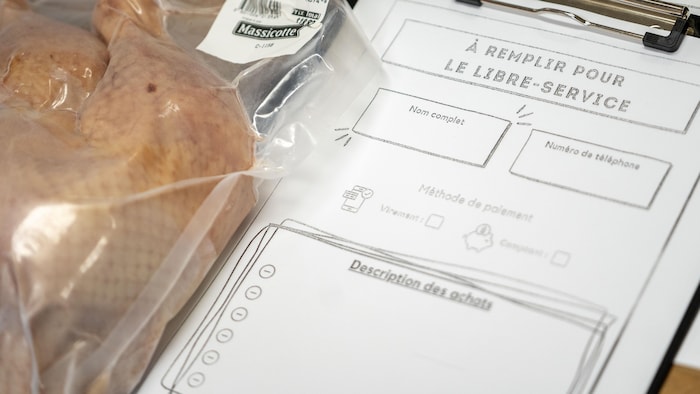 La feuille à remplir par les clients.