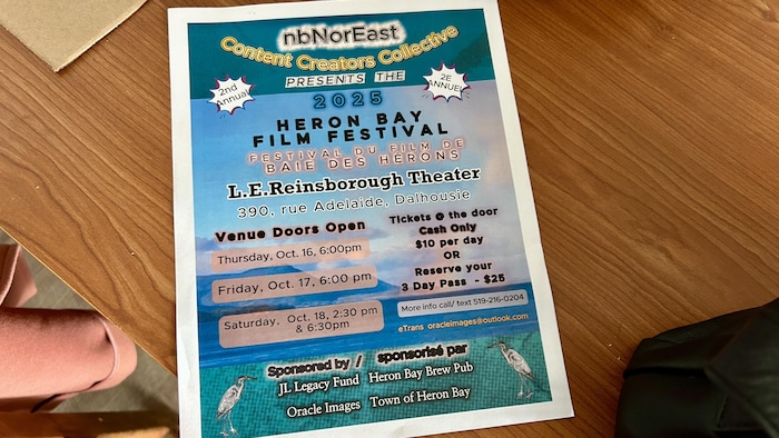 Le feuillet d'informations du Festival de film Baie-des-Hérons 2025. 