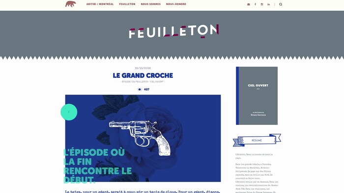 Feuilleton, le nouveau volet de la plateforme web Abitibi/Montréal