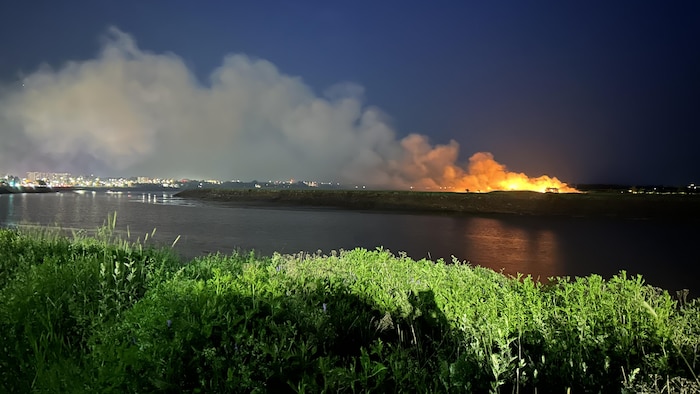 Un feu aperçu de la rive voisine. 