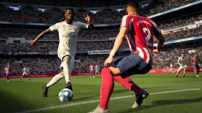 Capture d'écran du jeu vidéo de simulation de soccer, FIFA 20. 