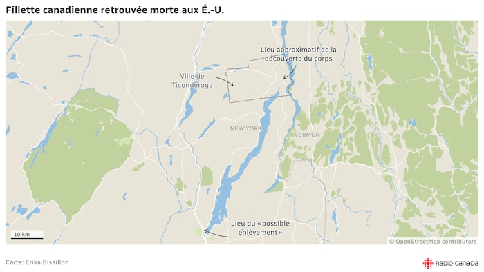 Une carte situant l'endroit où la fillette a été retrouvée.