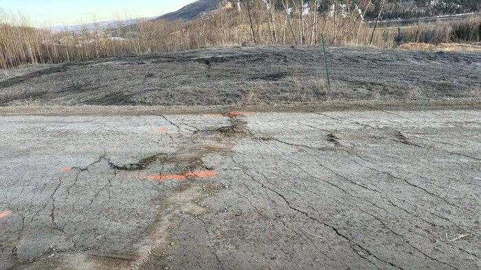 Des fissures sur une route