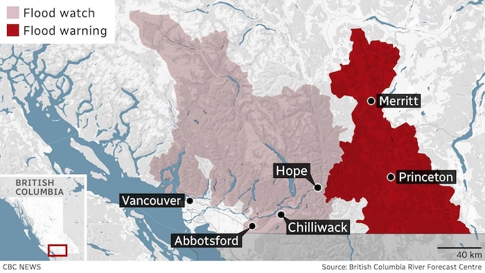Map of flooded regions in B.C.