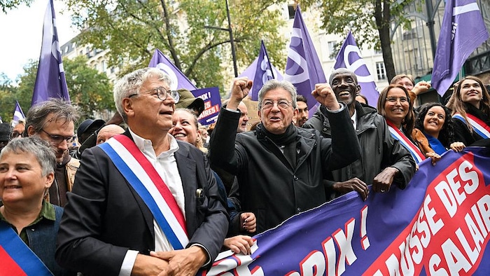 Des dirigeants politiques français de gauche lors d'une manifestation.