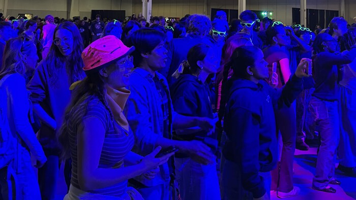 La foule de spectateurs assiste à une représentation musicale.