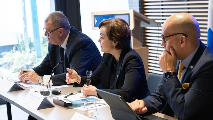 Christine Fréchette lors d'une table ronde.