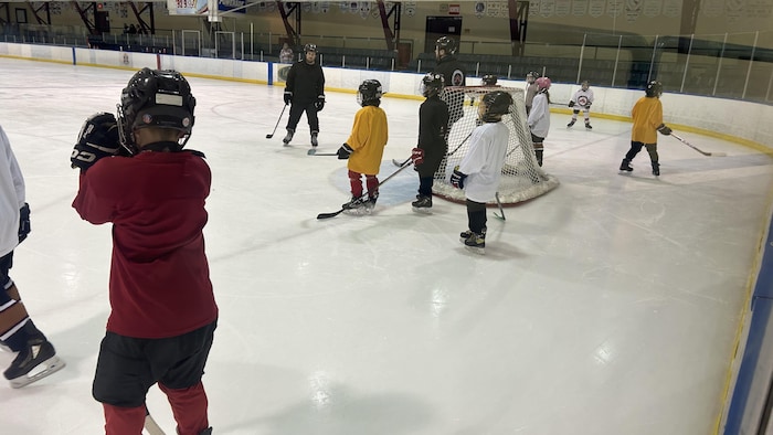 Des joueurs de hockey.