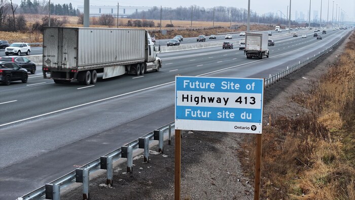 Partie la plus à l’est du projet de l’autoroute 413, le 24 décembre 2023.