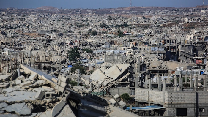 Une vue d'ensemble des dégâts causés à Khan Younès, dans le sud de la bande de Gaza, le 31 juillet 2026.