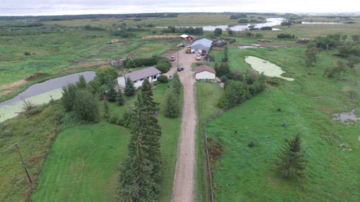 Une vue aérienne de la ferme de Gerald Stanley prise par la Gendarmerie royale Canada.