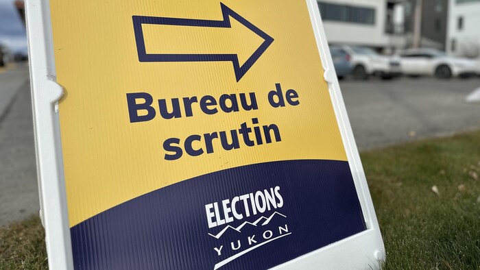 Une affiche indique où aller voter au Yukon.