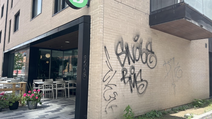 Le mur est décoloré.