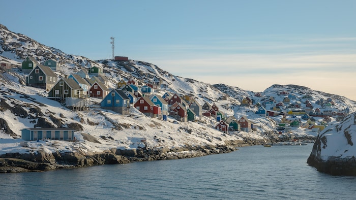 Le village de Kangaamiut, au Groenland, le 14 mars 2026. 