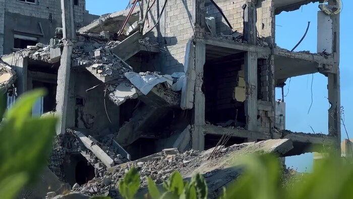 Des décombres de bâtiment à Gaza.