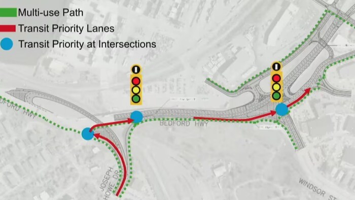 Un tracé des changements prévus.