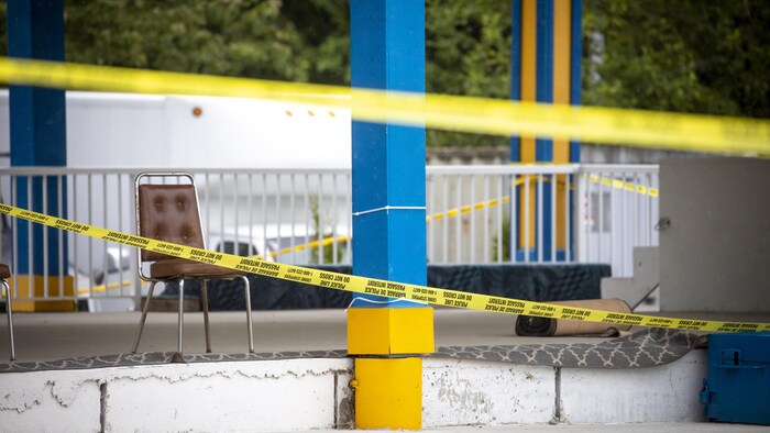 La scène de l'homicide.