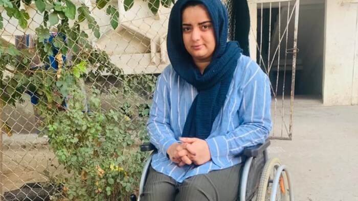 Children's rights activist Hasina Muaser was left in a wheelchair following a Taliban attack and is now stranded in Vahdat, Tajikistan.