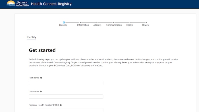La page web du registre.